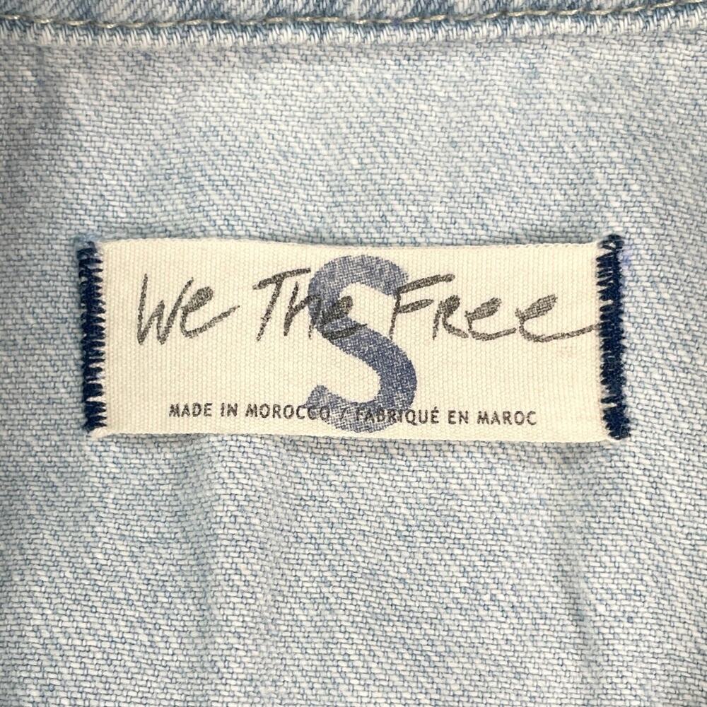 Free People We The Free Boho Light Denim Coverall Jumpsuit Defined Waist Women S - Picture 7 of 16